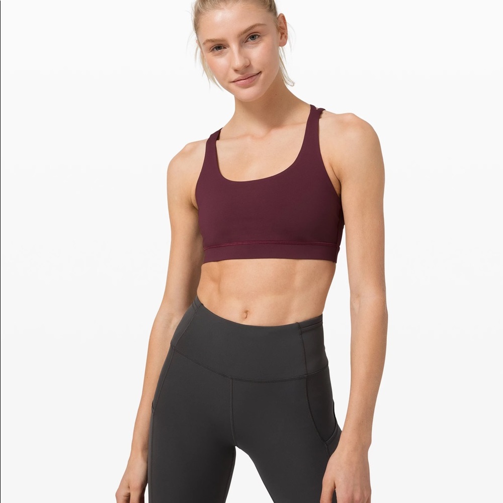 Burgundy lululemon energy bra